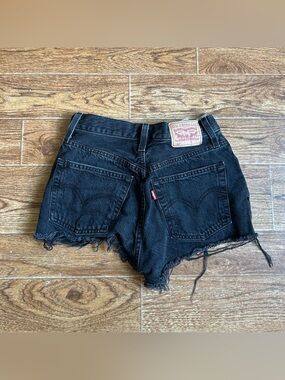 Levi's Black Frayed High-Rise Denim Shorts